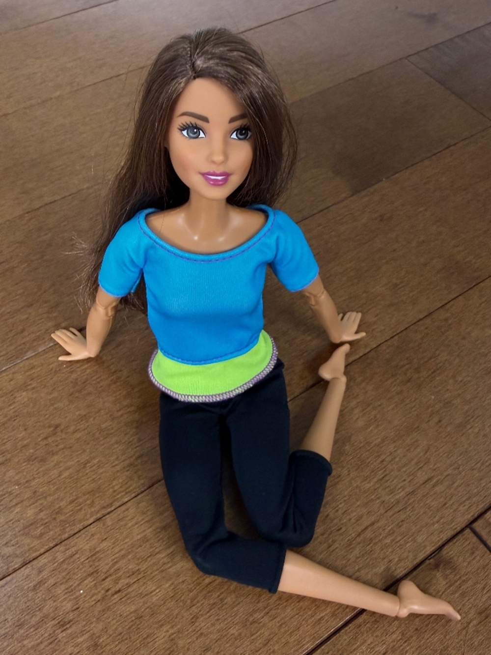 Barbie Made to Move Fashion Doll with Brown Hair Wearing Blue Color-Block